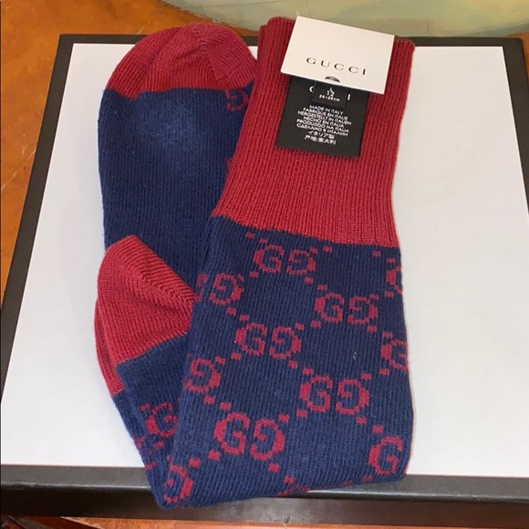 gucci socks blue and red